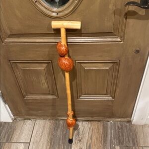 AnyBody Wooden Walking Cane with Natural Accents